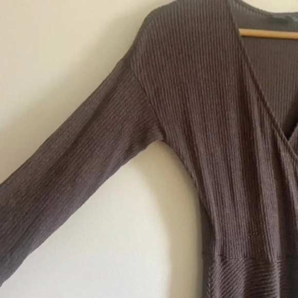 Modcloth Gray Ribbed Knit Faux Wrap Dress - Picture 6 of 14